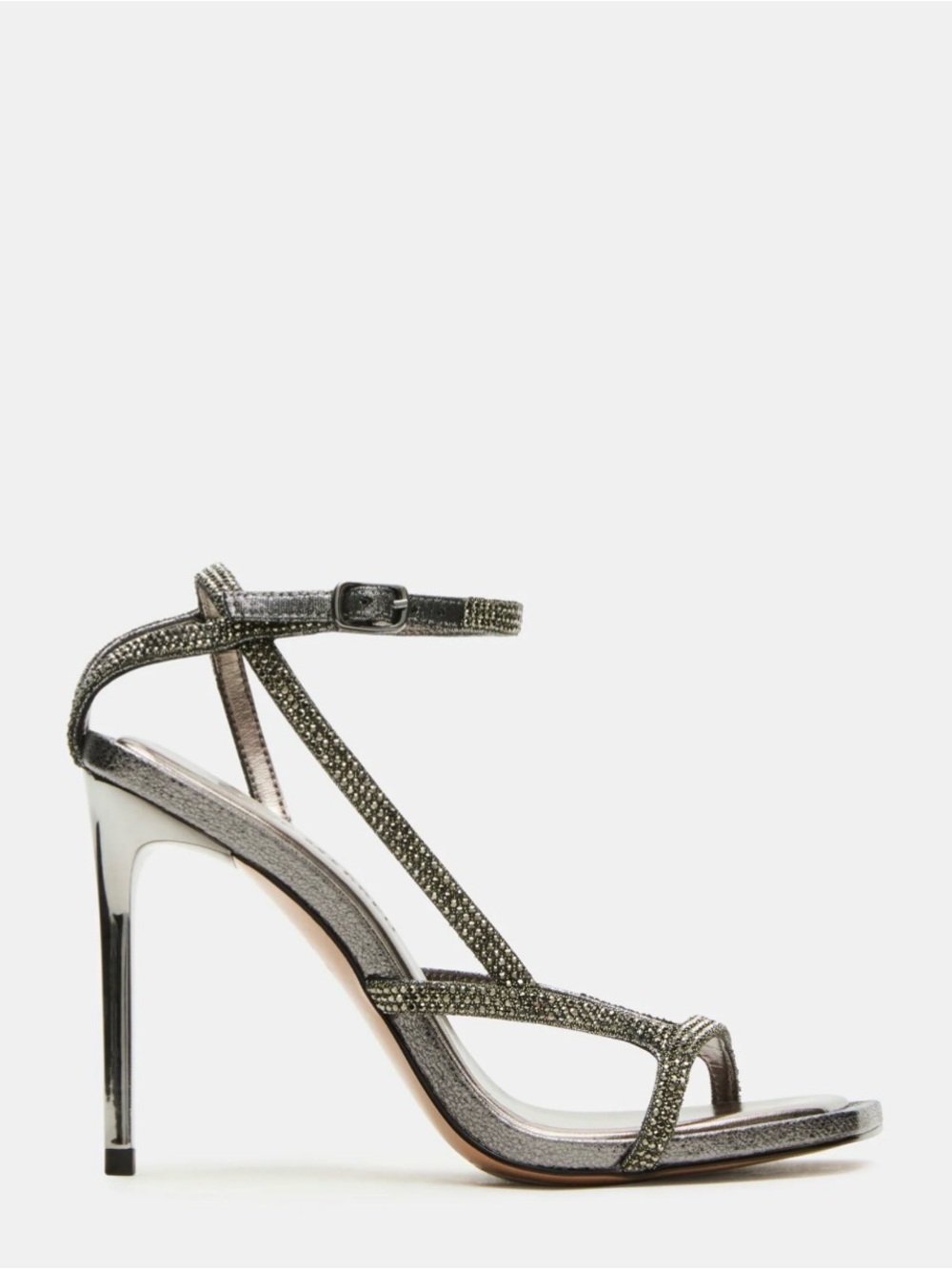 Steve Madden Pewter Leviosa Rhinestone Stiletto Heels - Gunmetal - Size 8.5